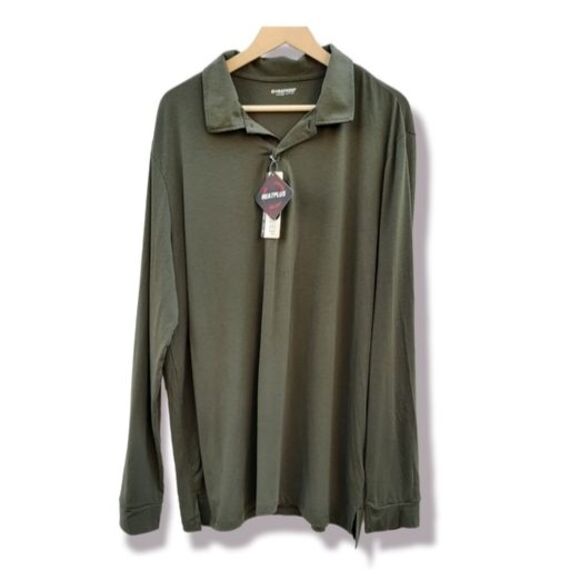 Heatkeep Olive Green Long Sleeve Top Collared Henley T Shirt Men's Size XXL - Picture 1 of 13